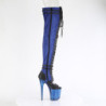 Pleaser FLAMINGO-3027 Blue Vegan Suede Black Leather
