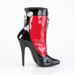 Devious DOMINA-1033 Black-Red Patent Heeled Ankle Boots