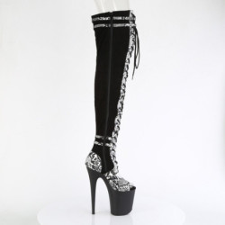 Pleaser FLAMINGO-3027SP Black Vegan Suede Snake Print