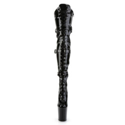 Pleaser FLAMINGO-3028 Patent Buckle Thigh High Boots