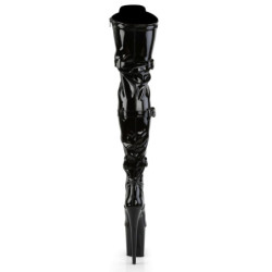 Pleaser FLAMINGO-3028 Patent Buckle Thigh High Boots