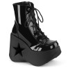 Demonia DYNAMITE-106 Black Patent Platform Wedge Boots
