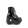 Demonia DYNAMITE-106 Black Patent Platform Wedge Boots