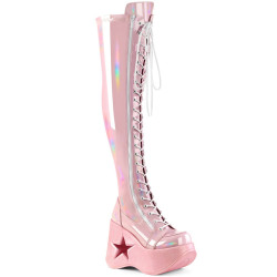 Demonia DYNAMITE-300 Rose Thigh High Wedge Boots