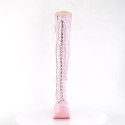 Demonia DYNAMITE-300 Rose Thigh High Wedge Boots