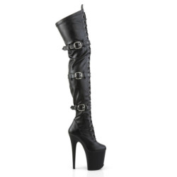 Pleaser FLAMINGO-3028 Vegan Buckle Thigh High Boots