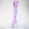 Demonia DYNAMITE-300 White Thigh High Wedge Boots