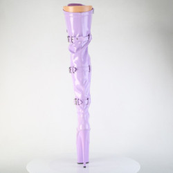 Demonia DYNAMITE-300 White Thigh High Wedge Boots