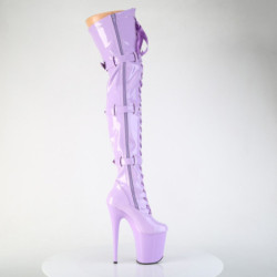 Demonia DYNAMITE-300 White Thigh High Wedge Boots