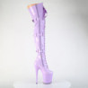 Demonia DYNAMITE-300 White Thigh High Wedge Boots